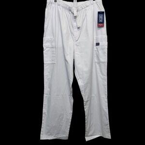Cherokee Mens Scrub Pant L White Cargo Originals Drawstring Pockets Healthcare